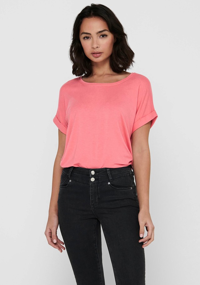 ONLY »ONLMOSTER – T-Shirt mit melierter Optik und elastischem Material« meliert, casual, lässig geschnitten, Viskosemischung, Rundhals