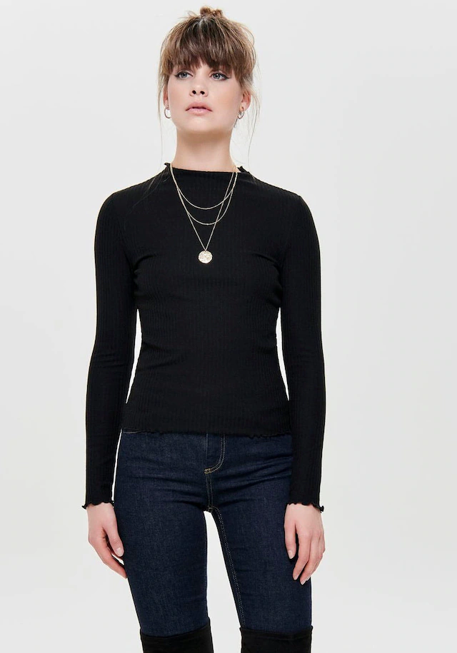ONLY Langarmshirt »ONLEMMA L/S HIGH NECK TOP« Materialmix