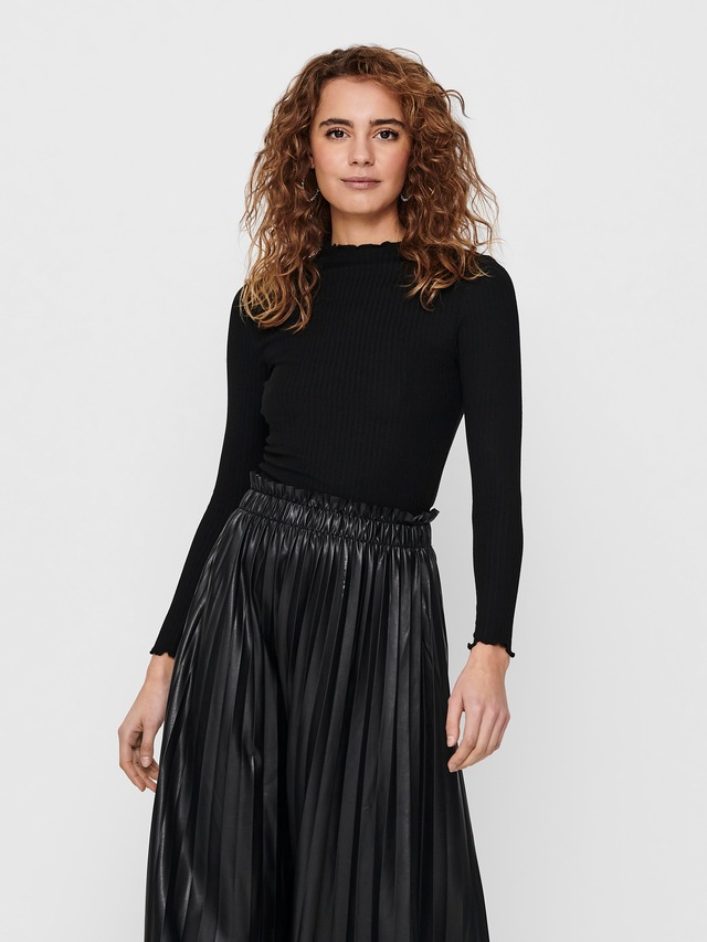 ONLY Langarmshirt »ONLEMMA L/S HIGH NECK TOP« Materialmix