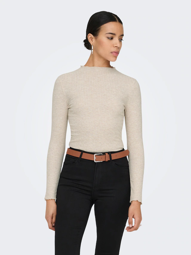 ONLY Langarmshirt »ONLEMMA L/S HIGH NECK TOP« Materialmix