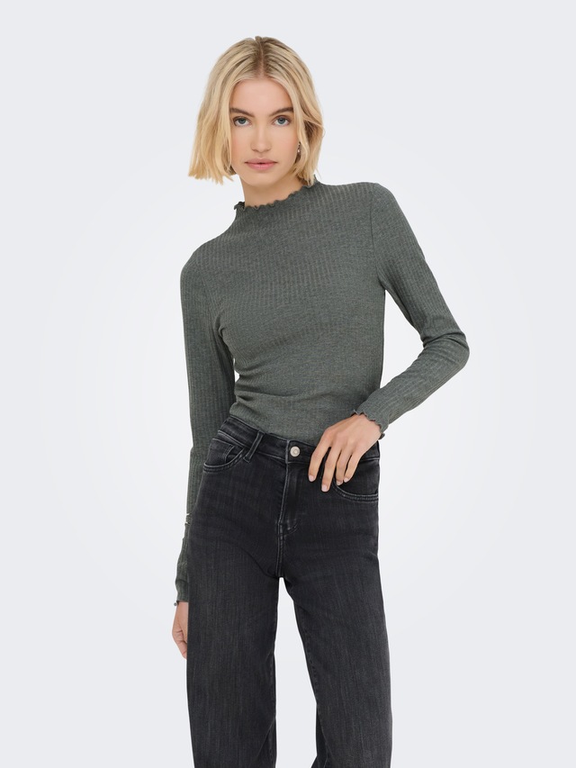 ONLY Langarmshirt »ONLEMMA L/S HIGH NECK TOP« Materialmix
