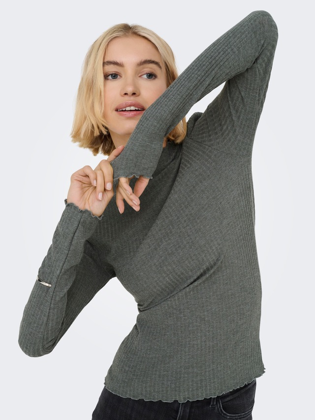 ONLY Langarmshirt »ONLEMMA L/S HIGH NECK TOP« Materialmix
