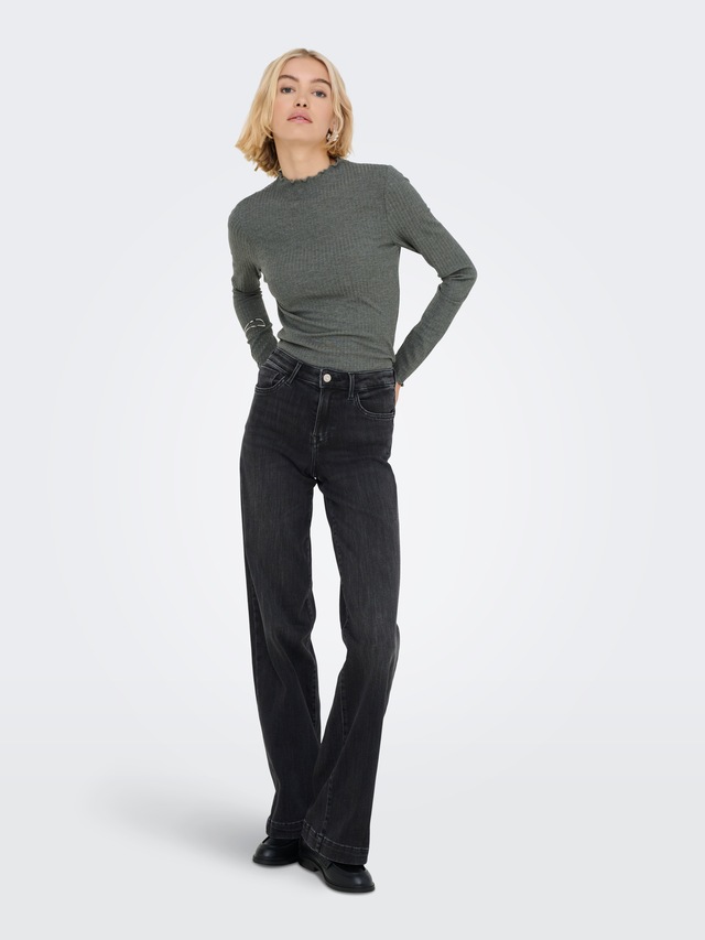 ONLY Langarmshirt »ONLEMMA L/S HIGH NECK TOP« Materialmix