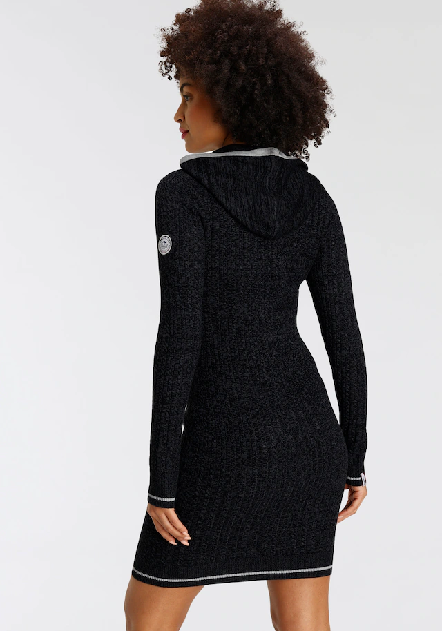 KangaROOS Strickkleid mit Kapuze und Kordelzug, aus Feinstrick