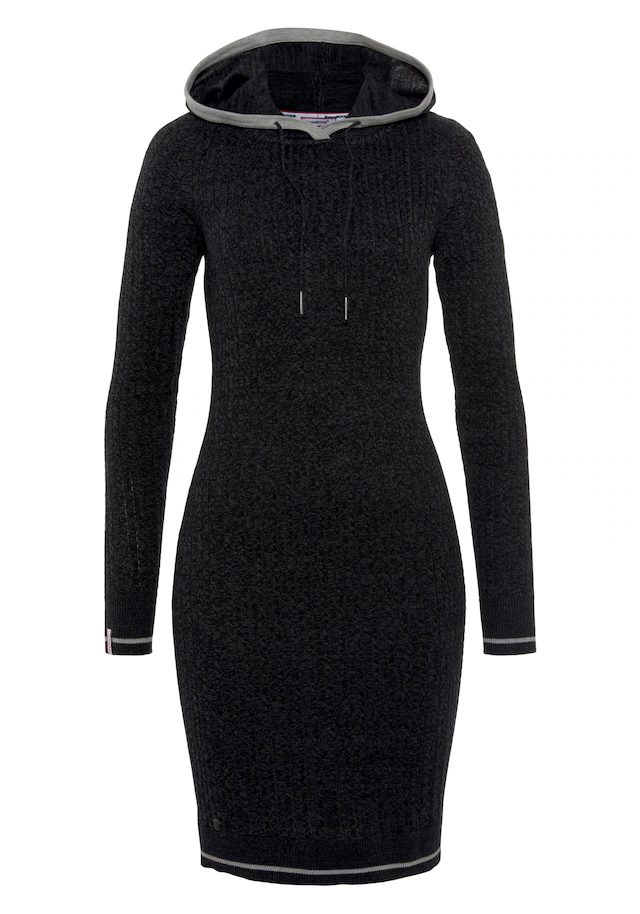 KangaROOS Strickkleid mit Kapuze und Kordelzug, aus Feinstrick