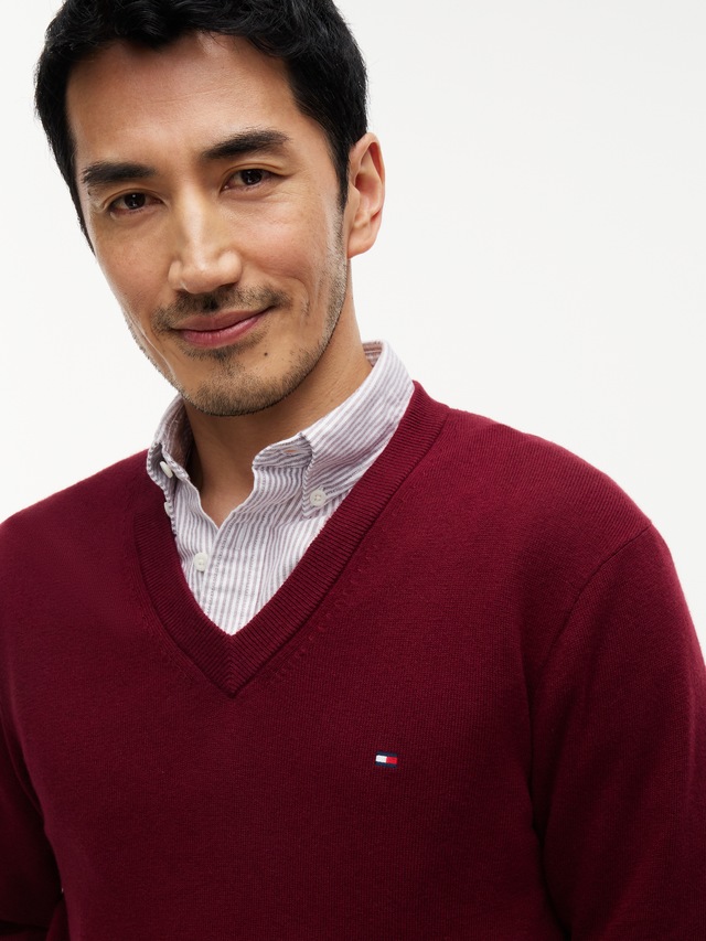 Tommy Hilfiger V-Ausschnitt-Pullover »PIMA ORG CTN CASHMERE V NECK«