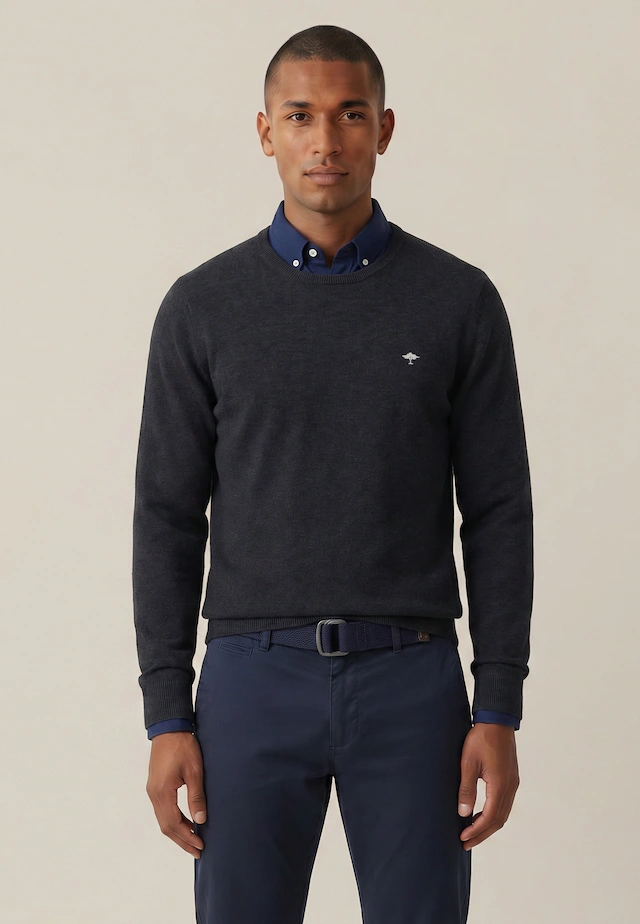 FYNCH-HATTON Strickpullover »FYNCH-HATTON Langarmpullover« mit Logostickerei