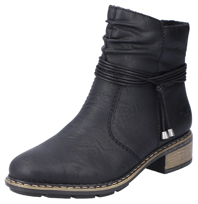 Rieker Winterstiefelette Reißverschluss-Boots mit Zierkordel und slouchy Schaft
