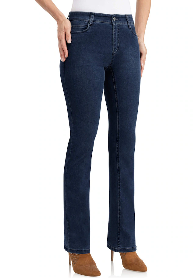 wonderjeans Bootcut-Jeans Figurbetonte Form mit leicht ausgestelltem Bein