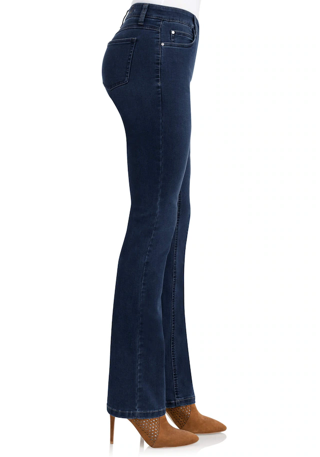 wonderjeans Bootcut-Jeans Figurbetonte Form mit leicht ausgestelltem Bein