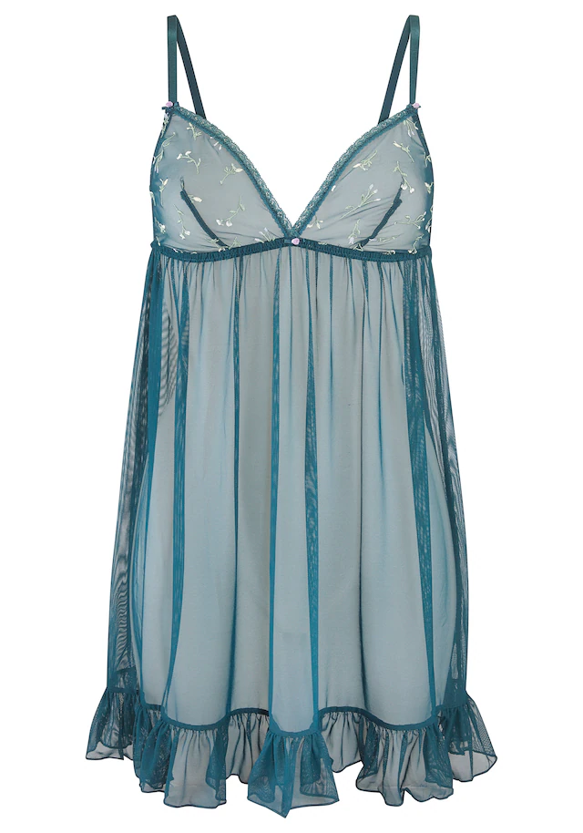Vivance Negligé »Thea« aus transparentem Soft-Mesh mit Blumen aus Stickereispitze, Reizwäsche