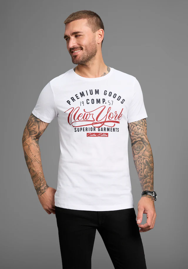 AJC T-Shirt kurzärmelig, schmal geschnitten, mit stylischem Druck