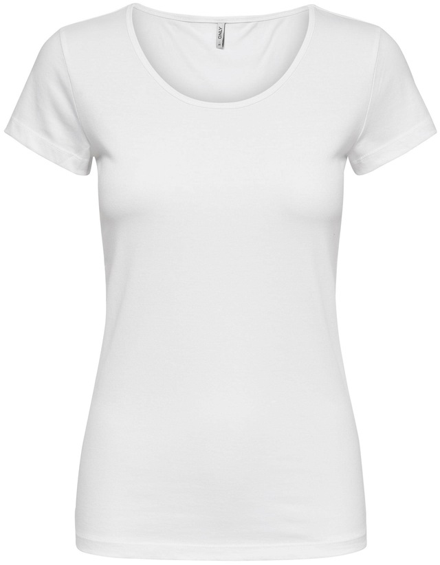ONLY Rundhalsshirt »ONLLIVE – Rundhalsshirt mit figurbetonter Silhouette« sehr figurbetont, modisch, Baumwollmischung, Jersey, tiefer Rundhals