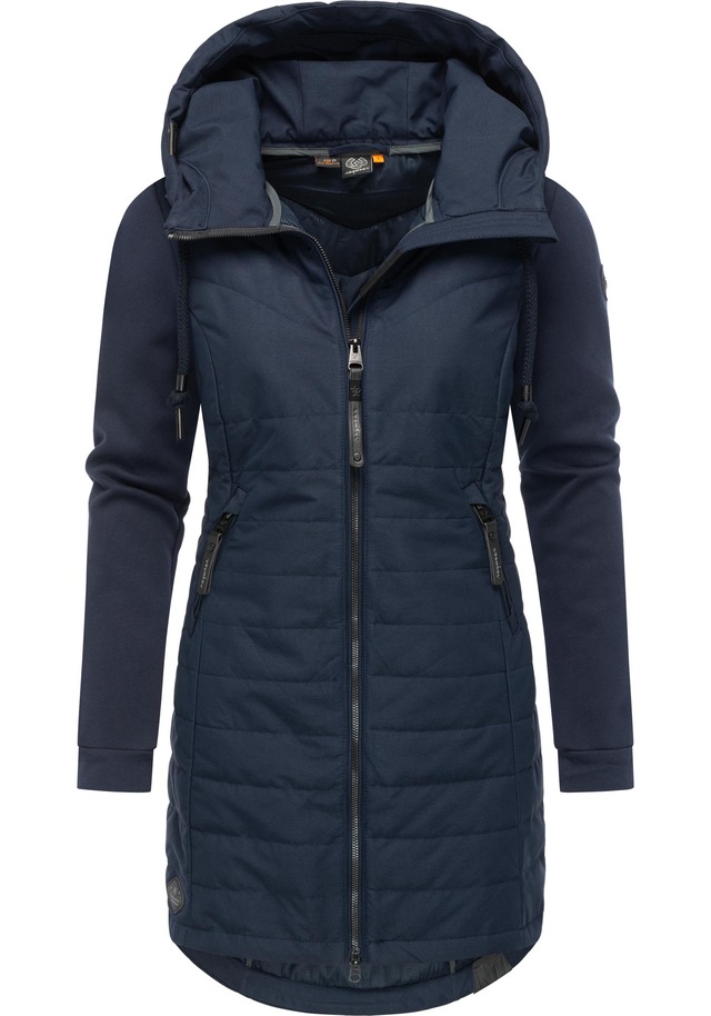 Ragwear Steppmantel »Lucinda Long« Mantel aus modernem Materialmix mit Kapuze