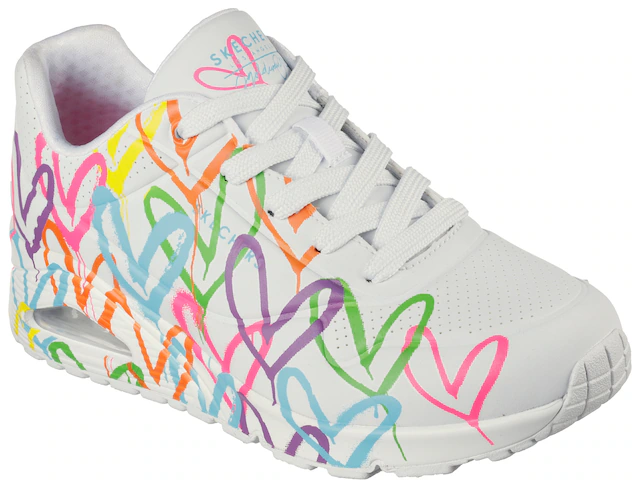 Skechers Sneaker »UNO - HIGHLIGHT LOVE« , Freizeitschuh, Halbschuh, Schnürschuh mit Herzchen-Print