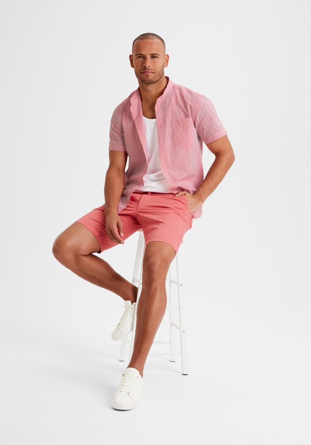 H.I.S Kurzarmhemd », sommerliches Strukturhemd« Regular Fit, Stehkragenhemd mit Brusttasche, reine Baumwolle