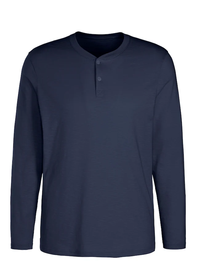 H.I.S Langarmshirt »- Henleyshirt langarm« Langarm, Shirt mit Knopfleiste aus strukturierter Baumwoll-Qualität