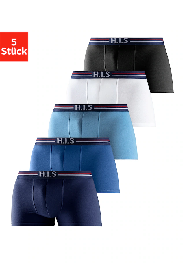 H.I.S Boxer »Boxershorts für Herren« Packung, 5 Stk. mit Streifen und Markenlogo im Bund