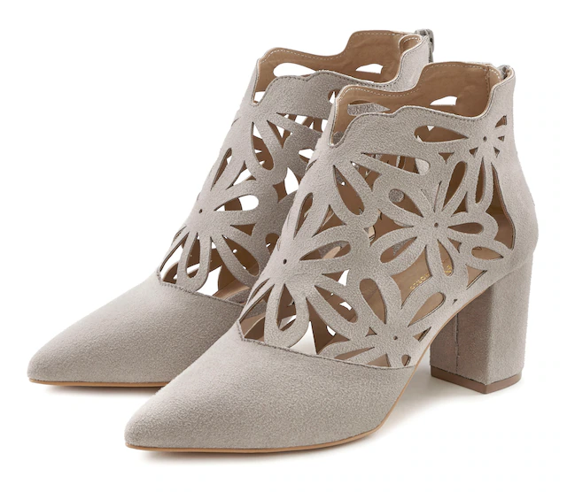LASCANA High-Heel-Stiefelette »Ankle Boot, Stiefelette, Stiefel,« mit eleganter Spitze und Blockabsatz