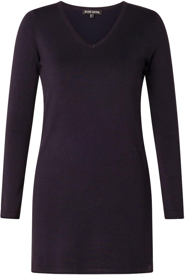 Base Level Curvy V-Ausschnitt-Pullover »BAS-ANINE-LONG« Feinstrick-Qualität