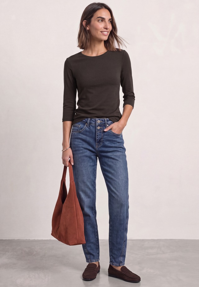 STREET ONE 3/4-Arm-Shirt mit Rundhalsausschnitt