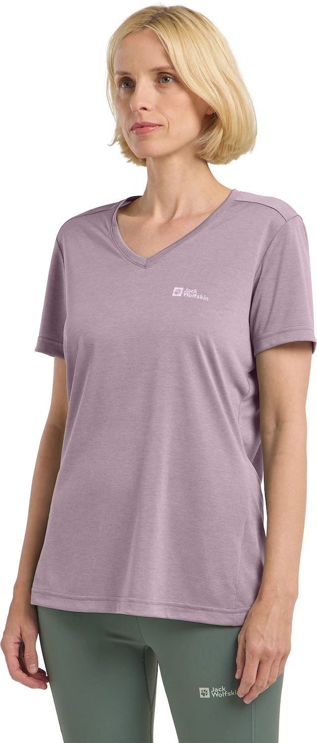 Jack Wolfskin T-Shirt »0« mit V-Ausschnitt, Kurzarm, aus Polyester, normale Passform