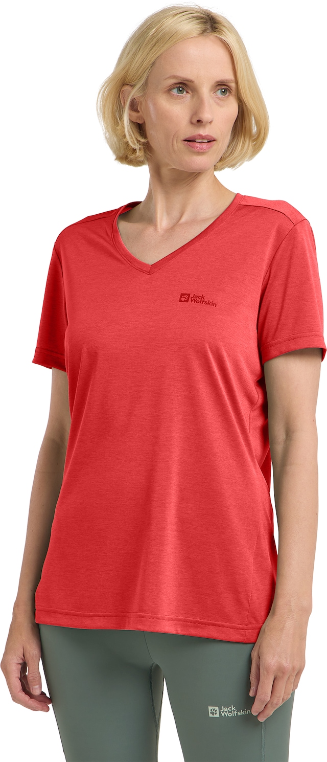 Jack Wolfskin T-Shirt »0« mit V-Ausschnitt, Kurzarm, aus Polyester, normale Passform