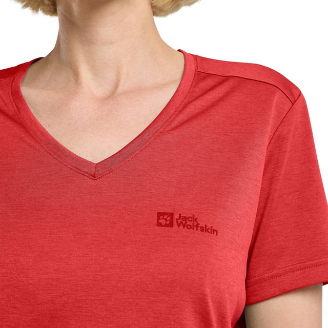 Jack Wolfskin T-Shirt »0« mit V-Ausschnitt, Kurzarm, aus Polyester, normale Passform