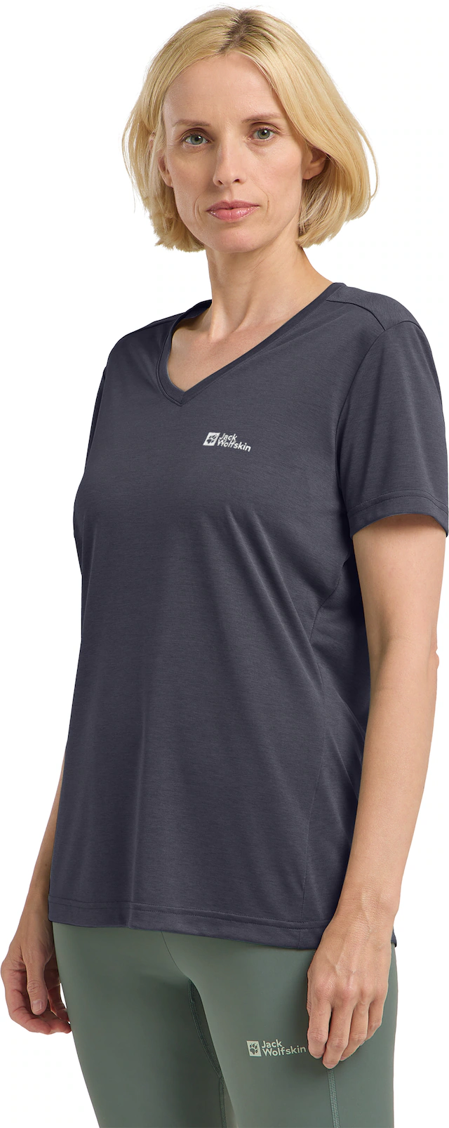 Jack Wolfskin T-Shirt »0« mit V-Ausschnitt, Kurzarm, aus Polyester, normale Passform