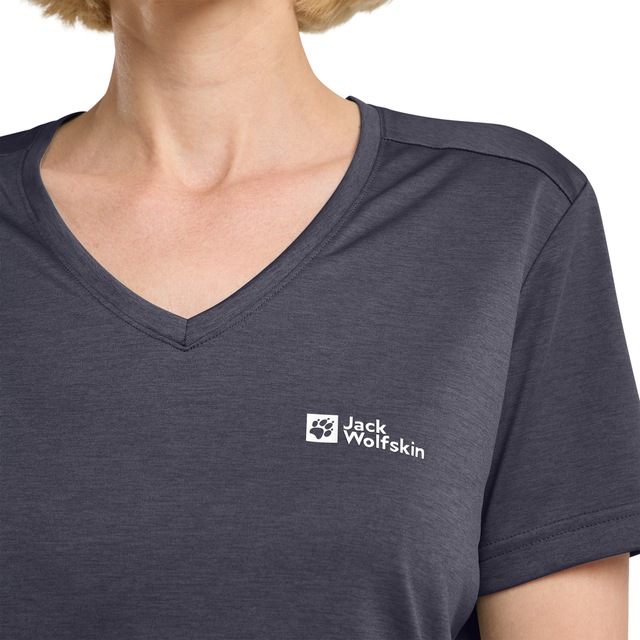 Jack Wolfskin T-Shirt »0« mit V-Ausschnitt, Kurzarm, aus Polyester, normale Passform