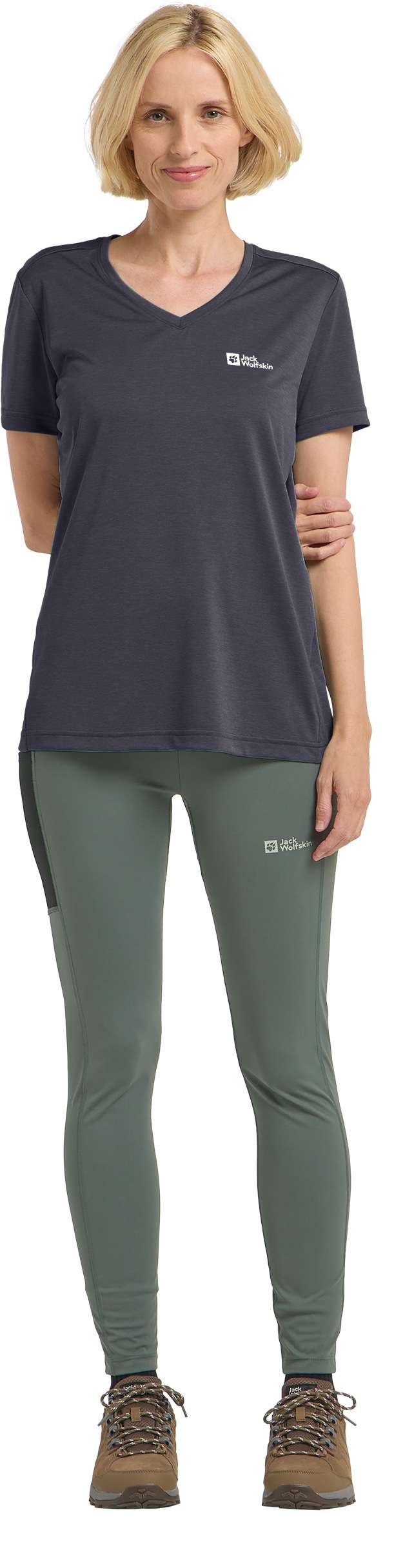 Jack Wolfskin T-Shirt »0« mit V-Ausschnitt, Kurzarm, aus Polyester, normale Passform
