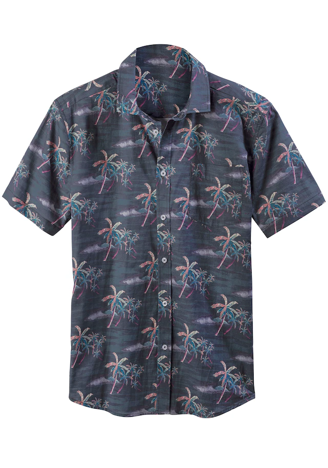 Beachtime Hawaiihemd »- sommerliches Hemd mit tollem Palmen Druck« , Kurzarm, Freizeithemd mit Palmenprint, reine Baumwolle