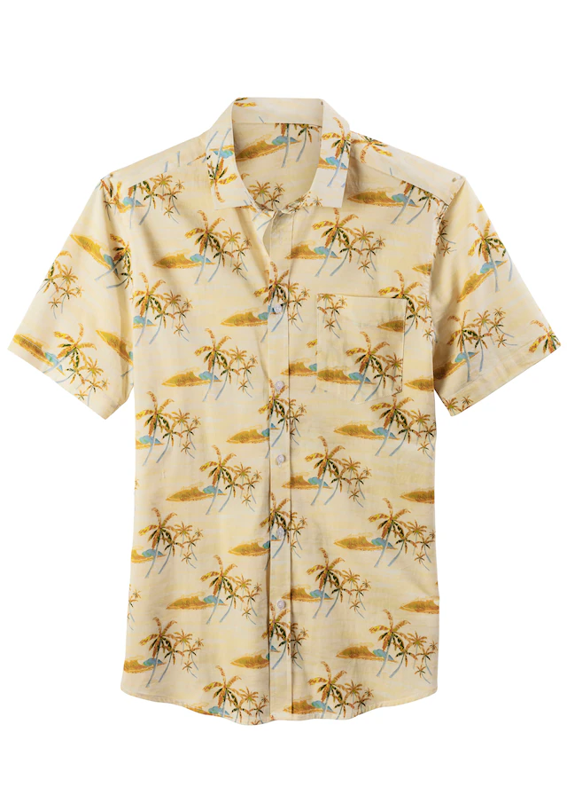 Beachtime Hawaiihemd »- sommerliches Hemd mit tollem Palmen Druck« , Kurzarm, Freizeithemd mit Palmenprint, reine Baumwolle