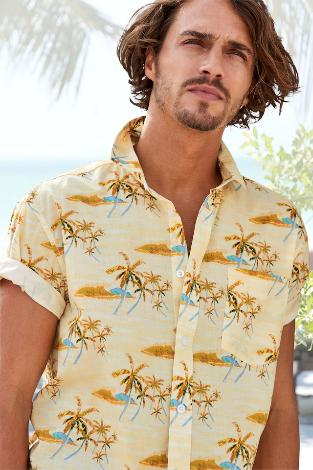 Beachtime Hawaiihemd »- sommerliches Hemd mit tollem Palmen Druck« , Kurzarm, Freizeithemd mit Palmenprint, reine Baumwolle