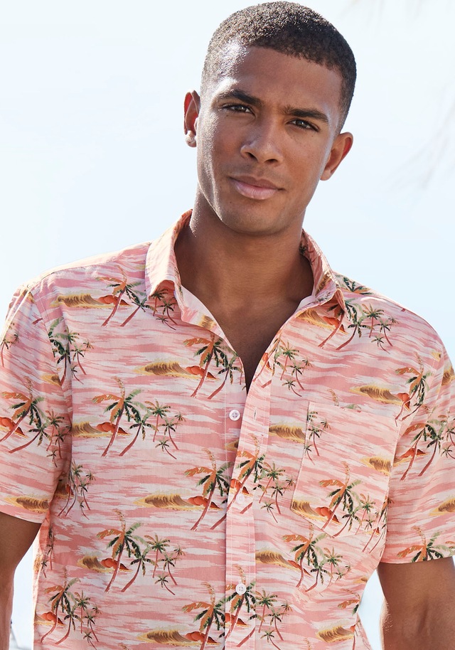 Beachtime Hawaiihemd »- sommerliches Hemd mit tollem Palmen Druck« , Kurzarm, Freizeithemd mit Palmenprint, reine Baumwolle