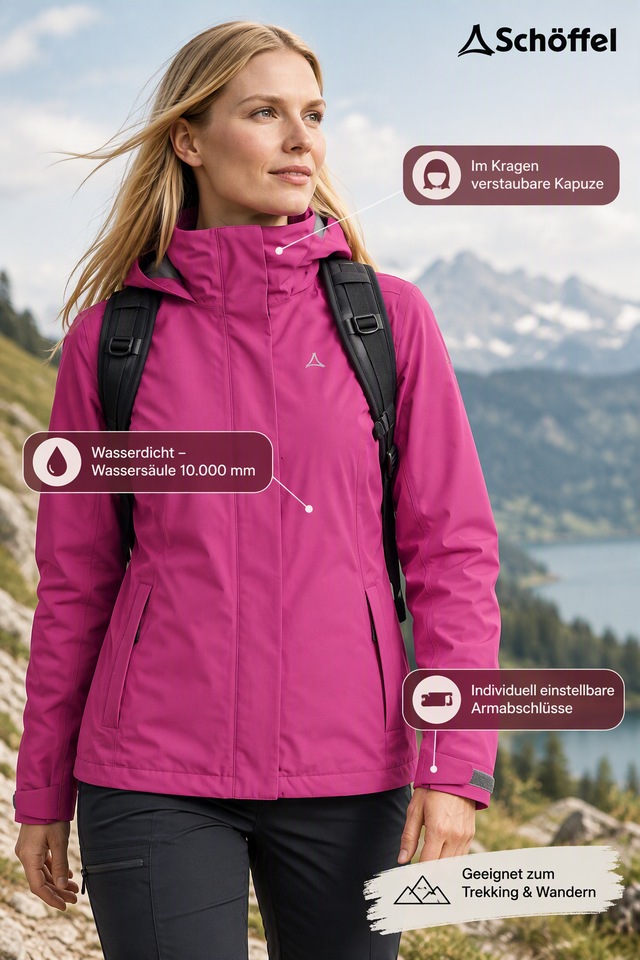 Schöffel Regenjacke »Jacket Gmund L« mit Kapuze sportlicher Stil, wasserdicht, winddicht, atmungsaktiv, Übergangsjacke