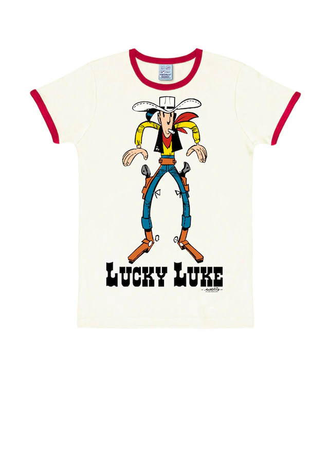 LOGOSHIRT T-Shirt »Lucky Luke« mit farblich abgesetzten Bündchen
