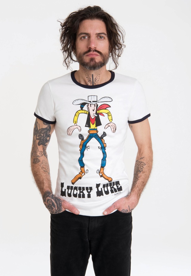 LOGOSHIRT T-Shirt »Lucky Luke« mit farblich abgesetzten Bündchen