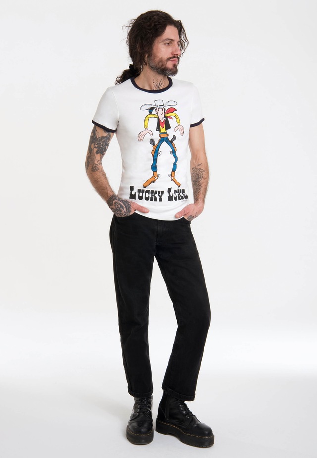 LOGOSHIRT T-Shirt »Lucky Luke« mit farblich abgesetzten Bündchen