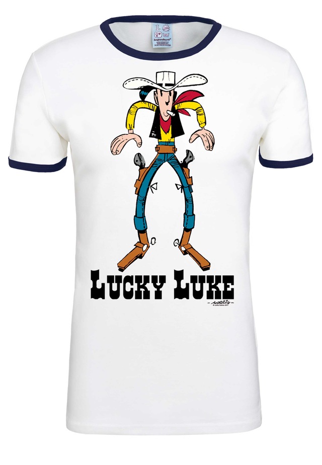LOGOSHIRT T-Shirt »Lucky Luke« mit farblich abgesetzten Bündchen