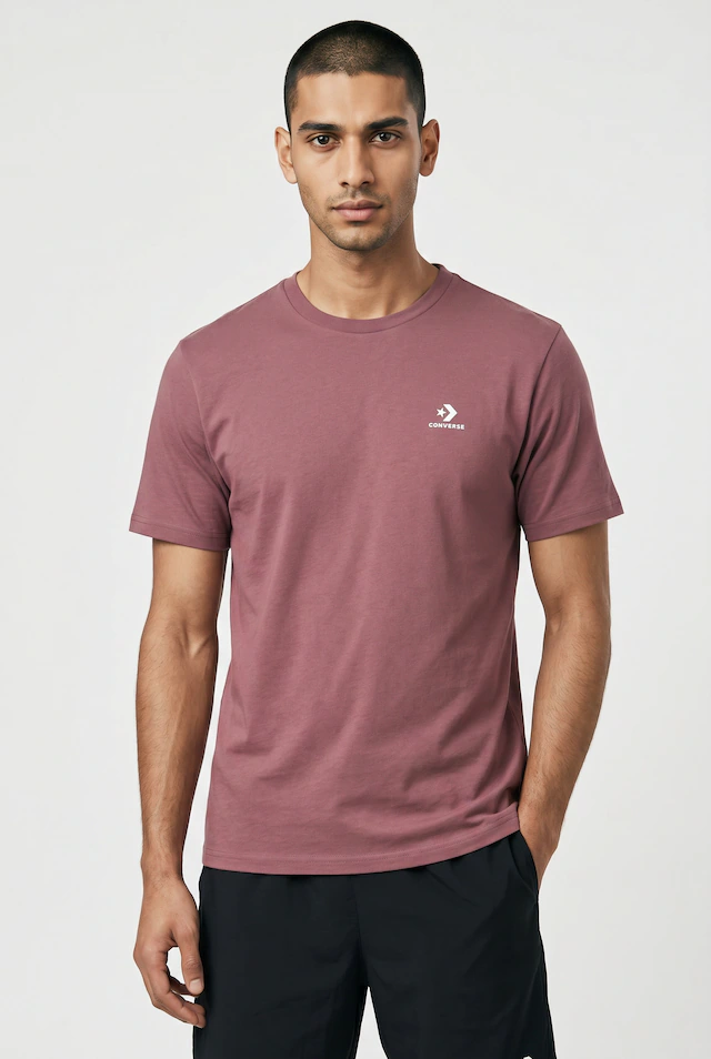Converse T-Shirt »EMBROIDERED STAR CHEVRON TEE« mit Logoschriftzug, aus Baumwolle, Regular Fit