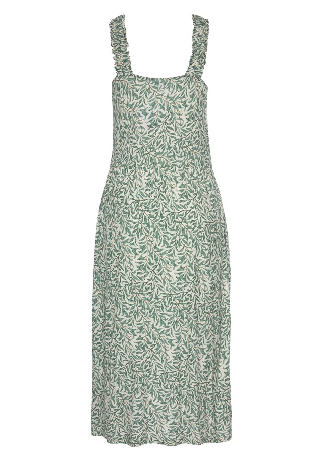 Beachtime by Lascana Jerseykleid »mit Taschen, kniebedeckendes Sommerkleid aus Viskose mit Blätterdruck« Seitennahttaschen Luftiges Strandkleid, Trägerkleid, Midikleid, figurumspielend Basic