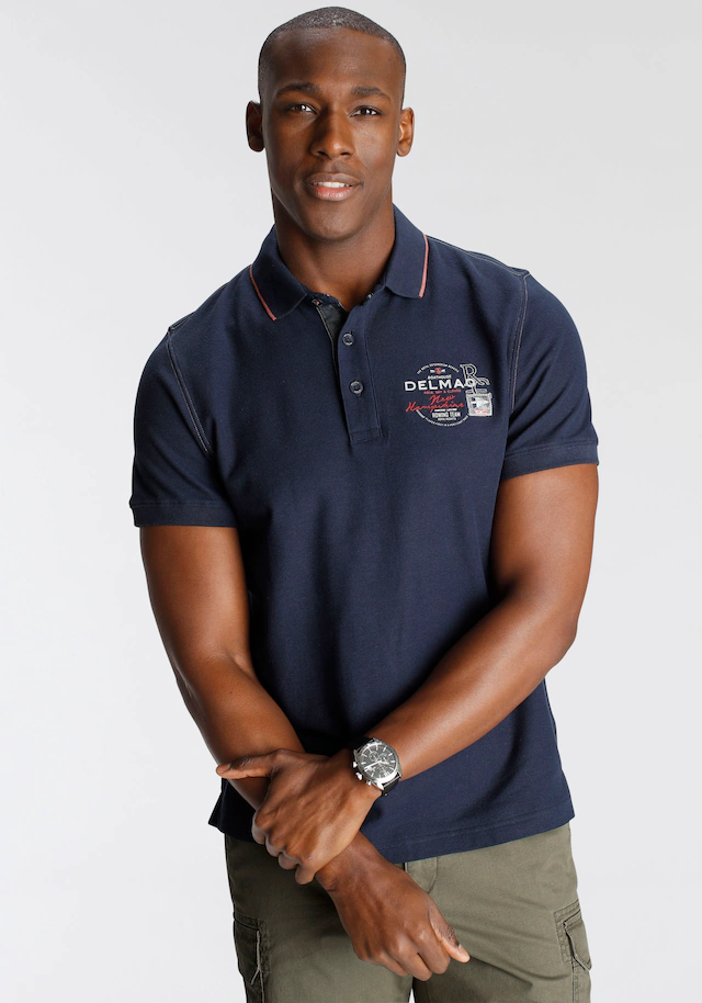 DELMAO Poloshirt Kurzarm, mit Rippbündchen, Polokragen