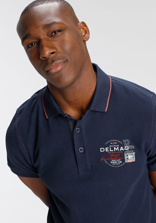 DELMAO Poloshirt Kurzarm, mit Rippbündchen, Polokragen