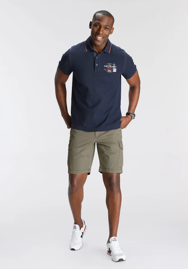 DELMAO Poloshirt Kurzarm, mit Rippbündchen, Polokragen
