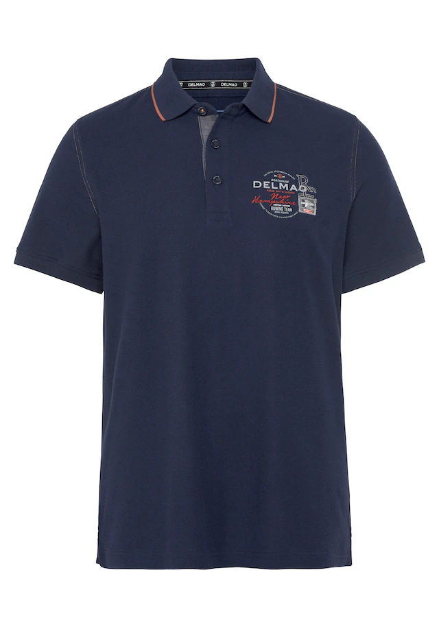DELMAO Poloshirt Kurzarm, mit Rippbündchen, Polokragen