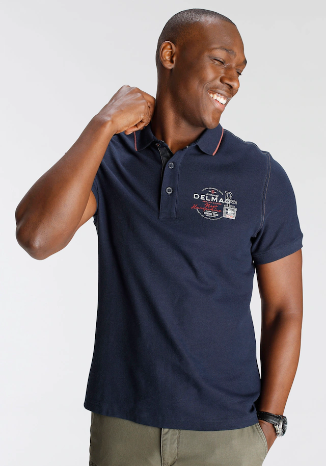 DELMAO Poloshirt Kurzarm, mit Rippbündchen, Polokragen