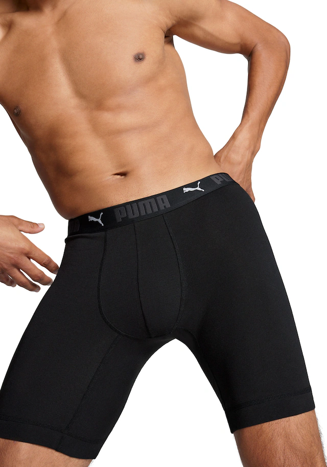 PUMA Boxershorts »PUMA MEN SPORT COTTON LONG BOXERS 2P« Packung, mit Markenschriftzug im Bund