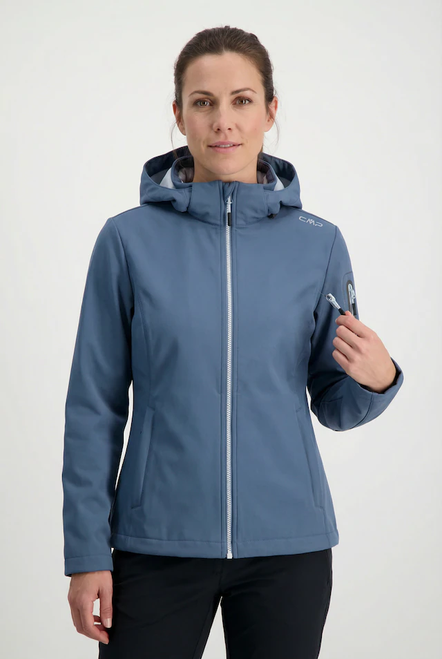 CMP Softshelljacke »WOMAN JACKET DET HOOD« mit Kapuze mit Kapuze, atmungsaktiv, windabweisend, wasserabweisend