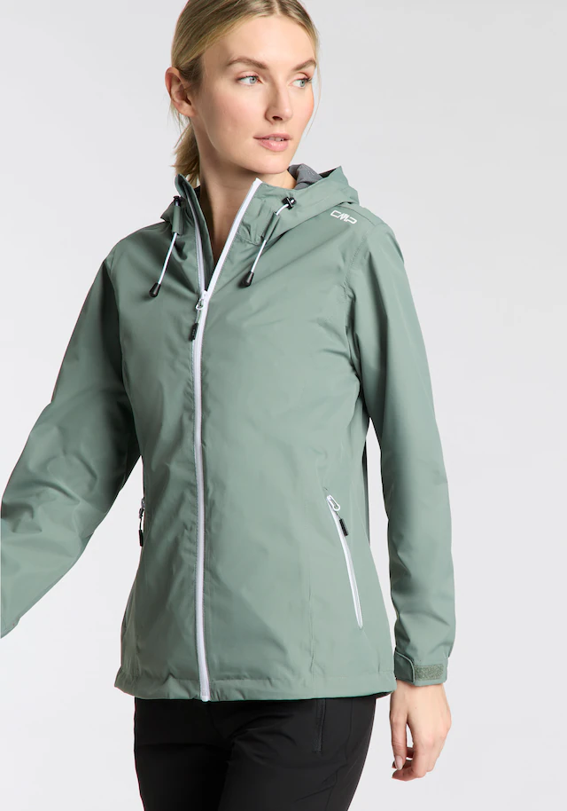 CMP Regenjacke »WOMAN JACKET FIXED HOOD« mit Kapuze mit Kapuze, wasserdicht, winddicht, atmungsaktiv, schnell trocknend